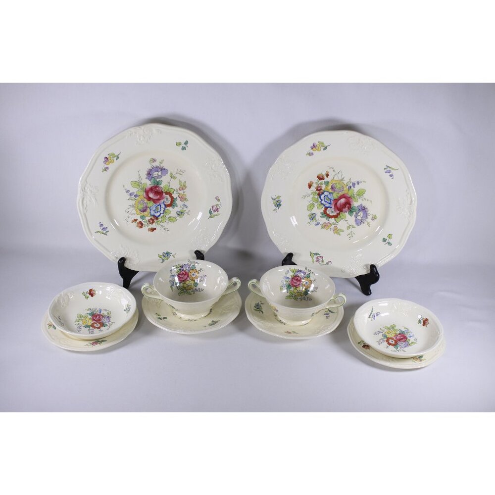 Vintage WWII 10 piece Minton England wedding breakfast set for 2, English